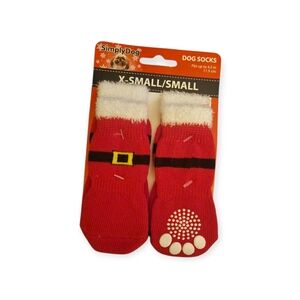 Simply Dog Red Santa Dog Socks Xs/small Size